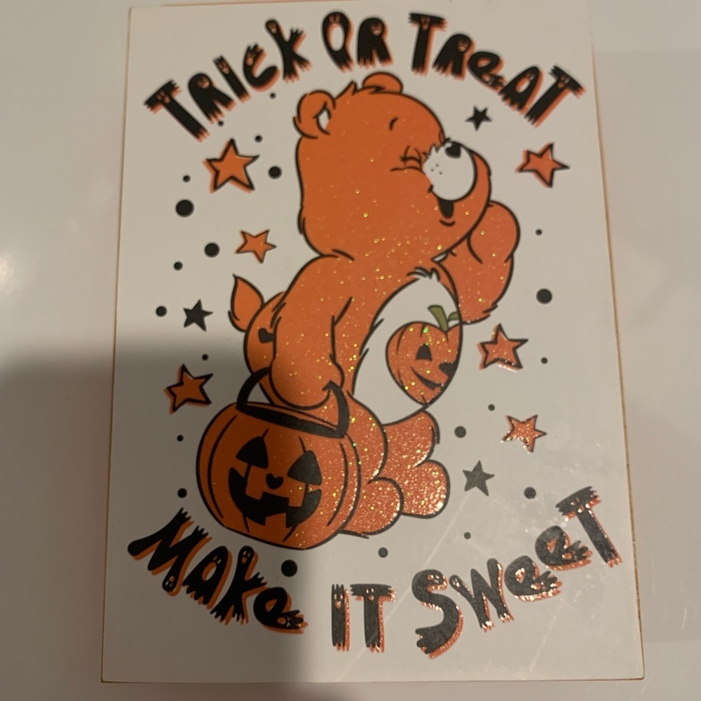 Halloween Bear Graphic Tee Print - Orange & Black